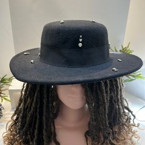 NWT Steve Madden Black Jeweled Fedora